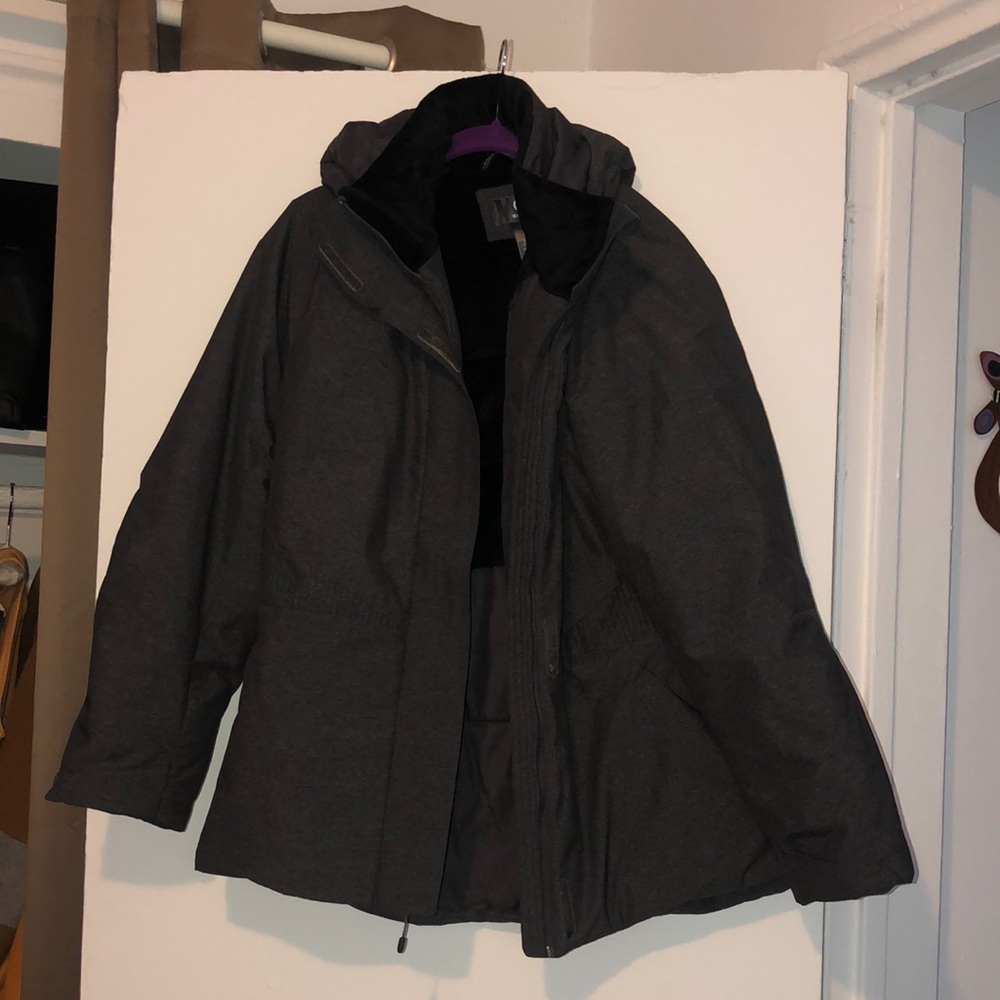 Grey and black ski jacket